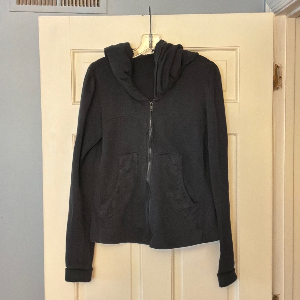 Prairie Underground Cloak Hoodie Black Organic Cotton Zip Up Goth Lagenlook M
